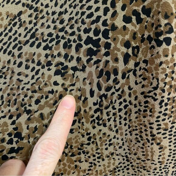 Vintage Robbie Bee 100% Silk Midi Dress Brown Animal Print Sleeveless Size 10 - Picture 8 of 9